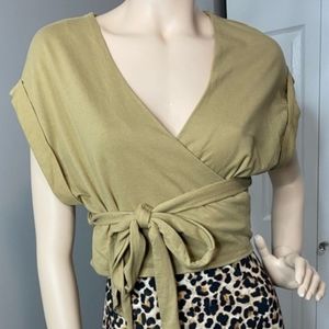 Cropped Cotton Wrap Top